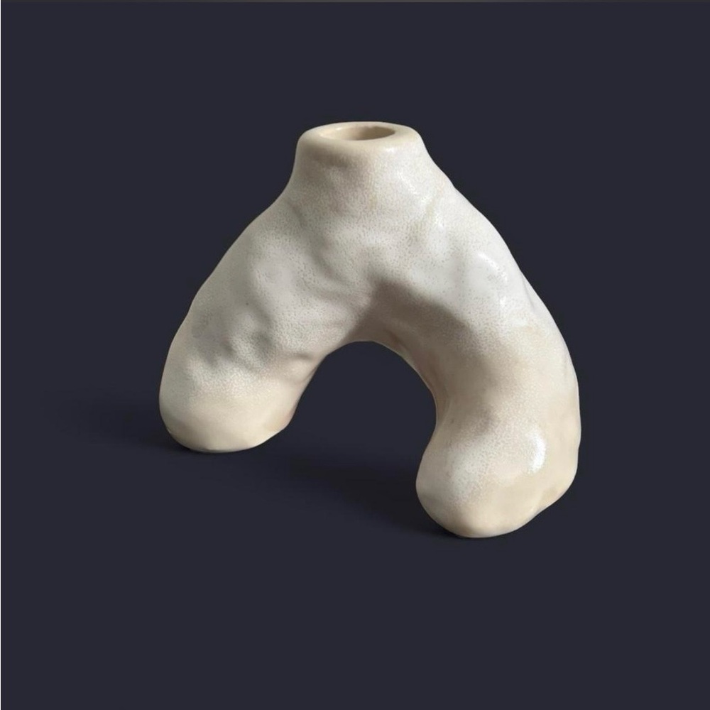 Modern Cream Ceramic Candlestick Holder